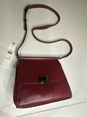 Calvin Klein Genuine Leather Crossbody Bag Burgundy NWT $148